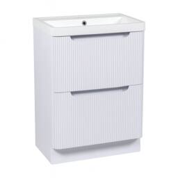 Bathroom Kingdom Monza White Gloss Fluted Basin Vanity 600mm - thumbnail 1