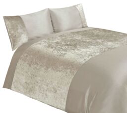Rapport Home Velvet Plain Polyester Duvet Cover Set with Pillowcase in Natural - Size: Double - thumbnail 2