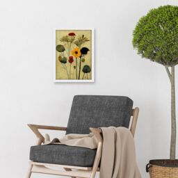 Artery8 Colourful Abstract Autumn Wildflowers Artwork Framed Wall Art Print A4 in White - thumbnail 2
