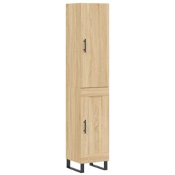 Berkfield Home Highboard Sonoma Oak 34.5x34x180 cm Engineered Wood in Brown - thumbnail 2