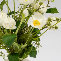 Scottish Everlastings Ltd 45cm White Poppy, Rose & Cosmo Bouquet in 18cm Off-White Vase - thumbnail 3