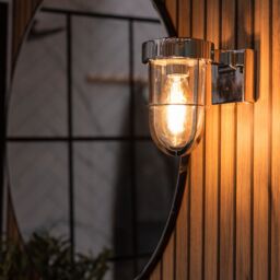ValueLights Fanar Lantern IP44 Rated Bathroom Outdoor Wall Light in Metallic Silver - thumbnail 4