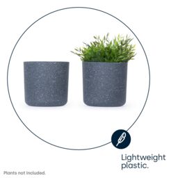 LIVIVO 18cm Grey Round Plastic Plant Pot Sandstone Indoor Outdoor Use - thumbnail 6