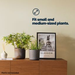 LIVIVO 18cm Grey Round Plastic Plant Pot Sandstone Indoor Outdoor Use - thumbnail 3