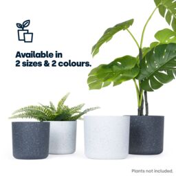LIVIVO 18cm Grey Round Plastic Plant Pot Sandstone Indoor Outdoor Use - thumbnail 7