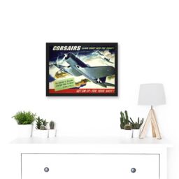 Artery8 WW2 World War Corsair USA Navy Plane A4 Artwork Framed Wall Art Print in Black - thumbnail 2