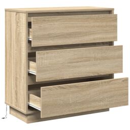 Berkfield Home Bedside Cabinet with LED Sonoma Oak 71x34, 5x75 cm Engineered Wood in Beige - thumbnail 5