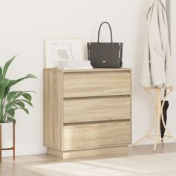 Berkfield Home Bedside Cabinet with LED Sonoma Oak 71x34, 5x75 cm Engineered Wood in Beige - thumbnail 4