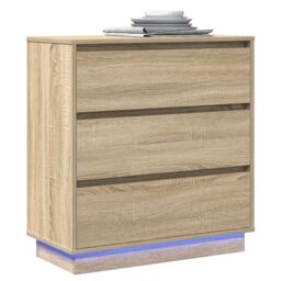 Berkfield Home Bedside Cabinet with LED Sonoma Oak 71x34, 5x75 cm Engineered Wood in Beige - thumbnail 3
