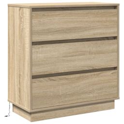 Berkfield Home Bedside Cabinet with LED Sonoma Oak 71x34, 5x75 cm Engineered Wood in Beige - thumbnail 2