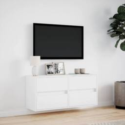 Berkfield Home TV Wall Cabinet with LED Lights White 100x31x45 cm - Size: 100 x 31 x 45 cm - thumbnail 4