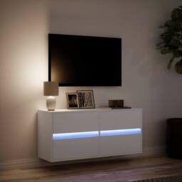 Berkfield Home TV Wall Cabinet with LED Lights White 100x31x45 cm - Size: 100 x 31 x 45 cm - thumbnail 5
