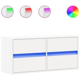 Berkfield Home TV Wall Cabinet with LED Lights White 100x31x45 cm - Size: 100 x 31 x 45 cm - thumbnail 3
