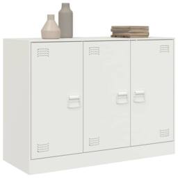 Berkfield Home Sideboard White 99x39x73 cm Steel - Size: 99 x 39 x 73 cm - thumbnail 4
