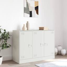 Berkfield Home Sideboard White 99x39x73 cm Steel - Size: 99 x 39 x 73 cm - thumbnail 3