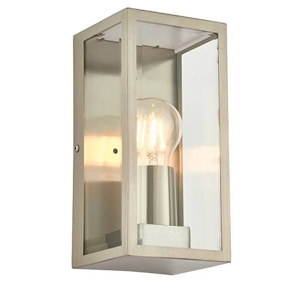Netlighting Oxford 1 Light Outdoor Wall Light Brushed Stainless Steel Glass IP44 E27 in Grey - image 1