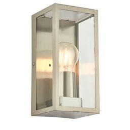 Netlighting Oxford 1 Light Outdoor Wall Light Brushed Stainless Steel Glass IP44 E27 in Grey - thumbnail 1