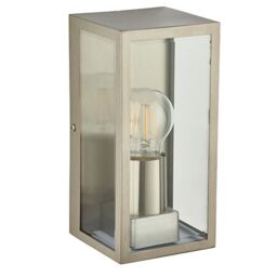 Netlighting Oxford 1 Light Outdoor Wall Light Brushed Stainless Steel Glass IP44 E27 in Grey - thumbnail 2