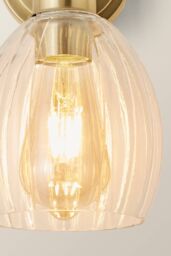ValueLights Cheltenham Pair of Ribbed Glass Dome Spotlight Wall Lights with Bulbs in Gold - thumbnail 5
