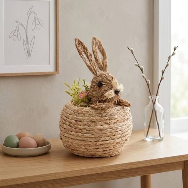 Garden Greatness Springtime Straw Bunny In Floral Decoration - Size: 1 Pack - image 1