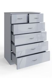 FWStyle Chilton Grey Gloss 6 Drawer Chest (H) 100cm (W) 70cm (D) 40cm - thumbnail 4
