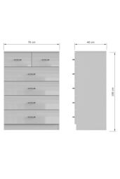 FWStyle Chilton Grey Gloss 6 Drawer Chest (H) 100cm (W) 70cm (D) 40cm - thumbnail 6