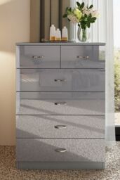 FWStyle Chilton Grey Gloss 6 Drawer Chest (H) 100cm (W) 70cm (D) 40cm - thumbnail 2