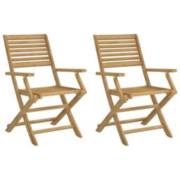 Berkfield Home Beautiful Folding Garden Chairs 2 pcs 54.5x61.5x86.5 cm Solid Woo in Brown - thumbnail 3
