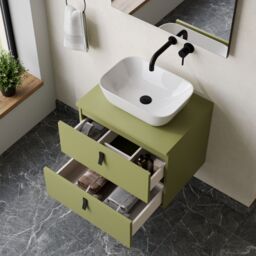 Banyetti Invicta 600mm Wall Hung Vanity with Matching Worktop - Sage Green - thumbnail 8