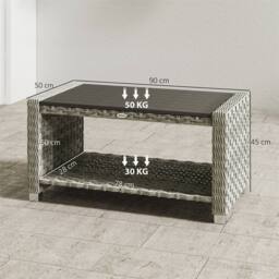EONLION Grey Outdoor Side Table with Storage Shelf - Size: 100 cm - thumbnail 2