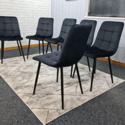 KOSY KOALA Kitchen Dining Chairs Set Of 6 Black Tufted Chairs Velvet Chairs - thumbnail 4