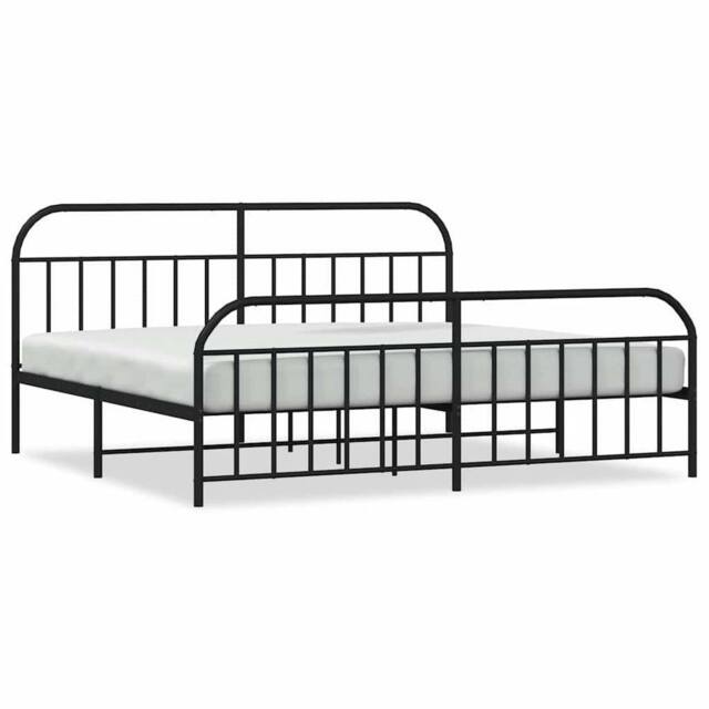 Berkfield Home Metal Bed Frame with Headboard & Footboard Black 193x203 cm - image 1