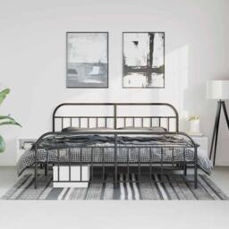 Berkfield Home Metal Bed Frame with Headboard & Footboard Black 193x203 cm - thumbnail 4