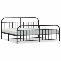 Berkfield Home Metal Bed Frame with Headboard & Footboard Black 193x203 cm - thumbnail 1