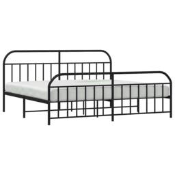 Berkfield Home Metal Bed Frame with Headboard & Footboard Black 193x203 cm - thumbnail 5