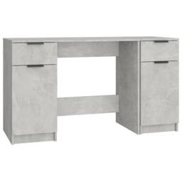 Berkfield Home Elegant Desk with Side Cabinet Concrete Grey Engineered Wood - thumbnail 3