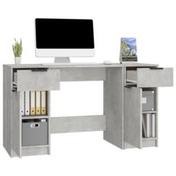 Berkfield Home Elegant Desk with Side Cabinet Concrete Grey Engineered Wood - thumbnail 5