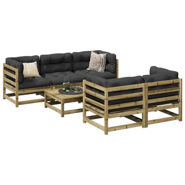 Berkfield Home 6 Piece Garden Sofa Set Impregnated Wood Pine in Brown