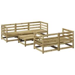Berkfield Home 6 Piece Garden Sofa Set Impregnated Wood Pine in Brown - thumbnail 2