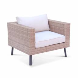 sweeek 5-seater Polyrattan Garden Sofa Set in Beige - thumbnail 3