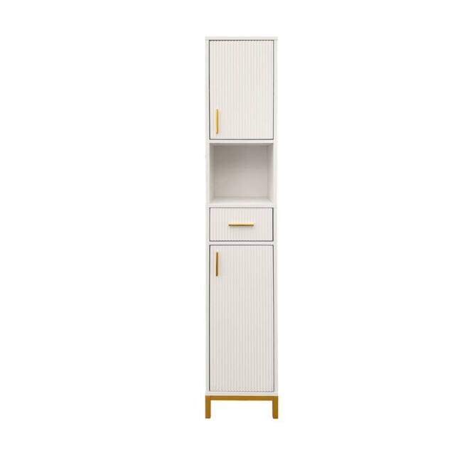 Hygrad Built to Survive Tall Bathroom Storage Unit Small Spaces Narrow Cabinet Drawer Shelves in White - image 1