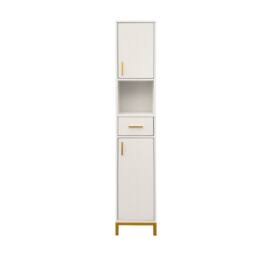 Hygrad Built to Survive Tall Bathroom Storage Unit Small Spaces Narrow Cabinet Drawer Shelves in White - thumbnail 1