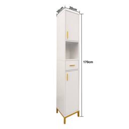 Hygrad Built to Survive Tall Bathroom Storage Unit Small Spaces Narrow Cabinet Drawer Shelves in White - thumbnail 4