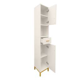 Hygrad Built to Survive Tall Bathroom Storage Unit Small Spaces Narrow Cabinet Drawer Shelves in White - thumbnail 3
