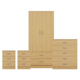 Home Discount Vida Designs Riano 4Pc Bedroom Set 3 Drawer Bedside, 5 Drawer Chest in Brown - thumbnail 8