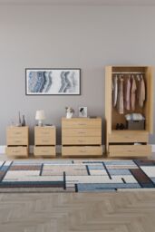 Home Discount Vida Designs Riano 4Pc Bedroom Set 3 Drawer Bedside, 5 Drawer Chest in Brown - thumbnail 3