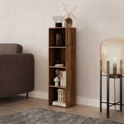 Kelvenix 4 Tier Brown Wooden Bookcase Shelving Display Storage Shelf Unit - thumbnail 2