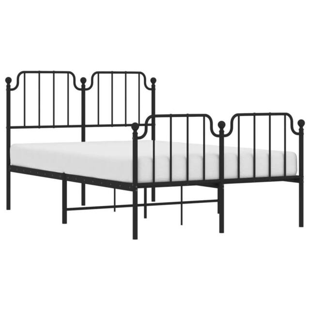 Berkfield Home Metal Bed Frame with Headboard & Footboard Black 120x200 cm - Size: Small Double - image 1