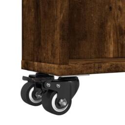 Berkfield Home Narrow Storage Trolley Smoked Oak 48x13x68 cm Engineered Wood in Brown - Size: 48 x 13 x 68 cm - thumbnail 8