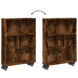 Berkfield Home Narrow Storage Trolley Smoked Oak 48x13x68 cm Engineered Wood in Brown - Size: 48 x 13 x 68 cm - thumbnail 7
